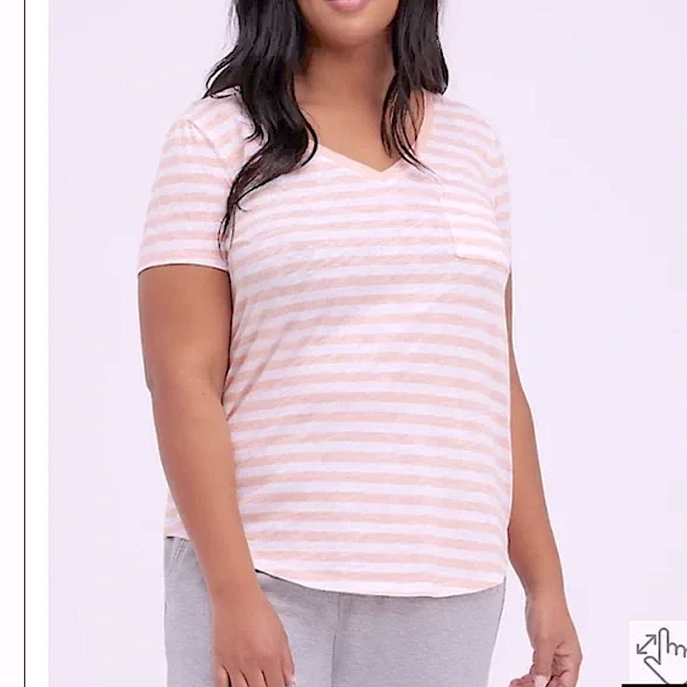 Torrid SLUB PEACH STRIPE TEE